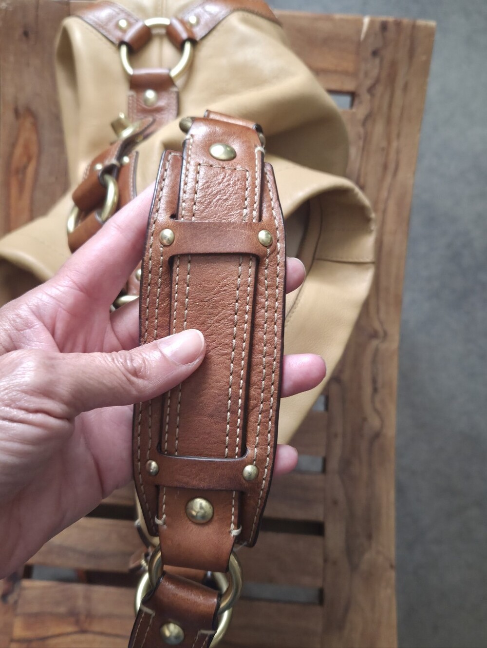 Coach Pebbled Leather Hobo Bag in Tan - Picture 9 of 14